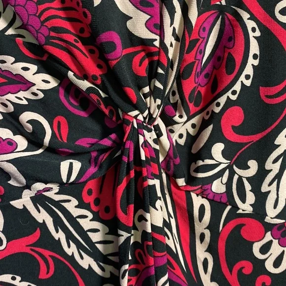 Fashion Bug Sleeveless Printed Pink and Black Dress, Large - Picture 2 of 9